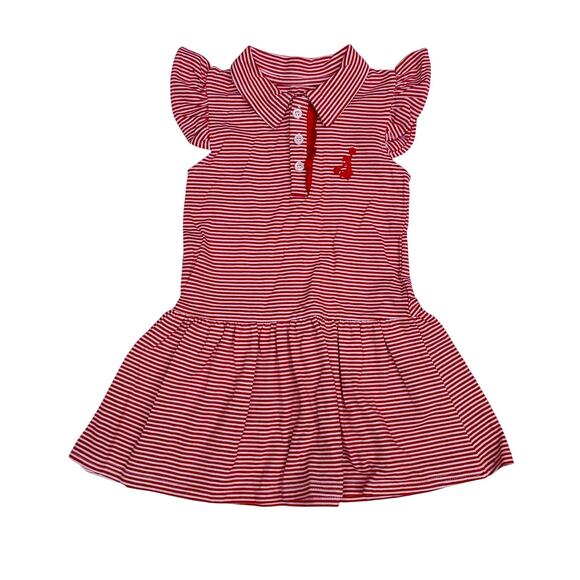 NWT Itsy Bitsy Size 8 Red Stripe Game Day Polo Dress - Picture 1 of 3